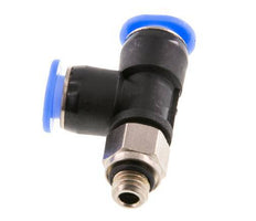 6mm x M 6 Right Angle Tee Push-in Fitting with Male Threads Brass/PBT NBR Rotatable Compact Design [2 Pieces]