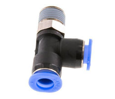 6mm x R1/8'' Right Angle Tee Push-in Fitting with Male Threads Brass/PBT NBR Rotatable Compact Design [2 Pieces]