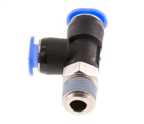 6mm x R1/8'' Right Angle Tee Push-in Fitting with Male Threads Brass/PBT NBR Rotatable Compact Design [2 Pieces]