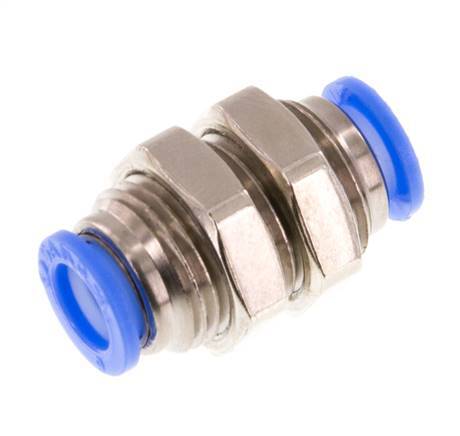 6mm Push-in Fitting Brass/PBT NBR Bulkhead Compact Design [2 Pieces]