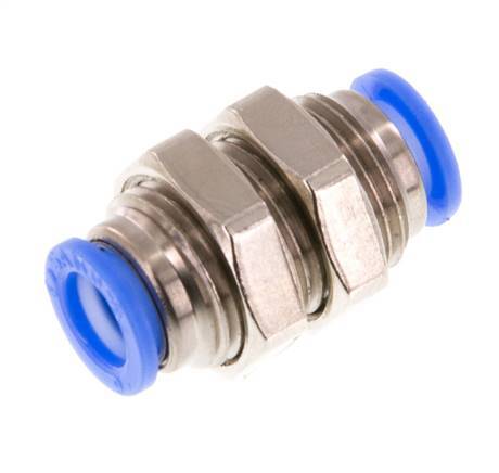 6mm Push-in Fitting Brass/PBT NBR Bulkhead Compact Design [2 Pieces]