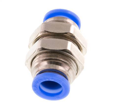 6mm Push-in Fitting Brass/PBT NBR Bulkhead Compact Design [2 Pieces]