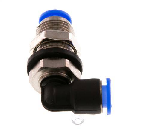 6mm 90deg Elbow Push-in Fitting Brass/PBT NBR Bulkhead Compact Design [2 Pieces]