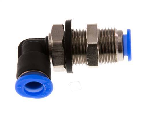 6mm 90deg Elbow Push-in Fitting Brass/PBT NBR Bulkhead Compact Design [2 Pieces]