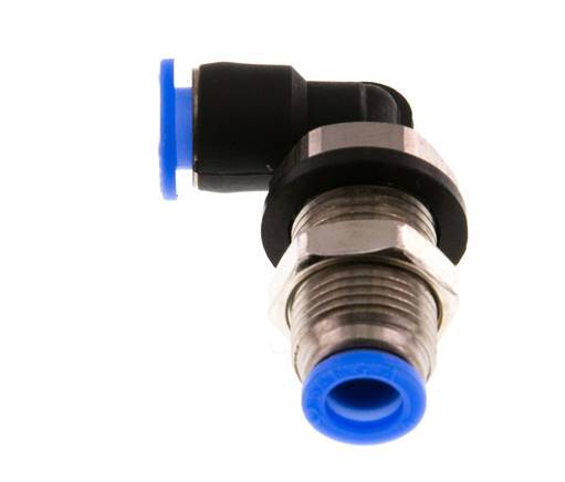 6mm 90deg Elbow Push-in Fitting Brass/PBT NBR Bulkhead Compact Design [2 Pieces]