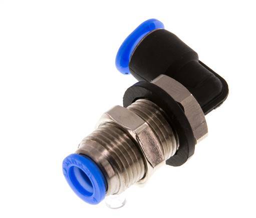 6mm 90deg Elbow Push-in Fitting Brass/PBT NBR Bulkhead Compact Design [2 Pieces]