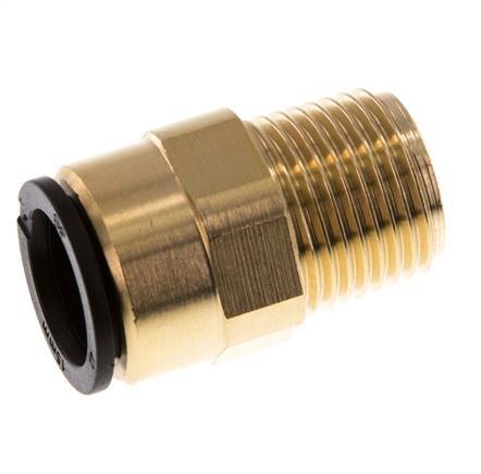 15mm x R1/2'' Push-in Fitting with Male Threads Brass/POM NBR