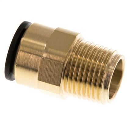 15mm x R1/2'' Push-in Fitting with Male Threads Brass/POM NBR