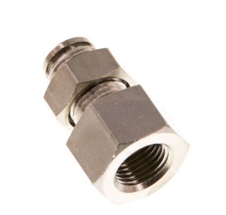 4mm x G1/8'' Push-in Fitting with Female Threads Brass NBR Bulkhead [2 Pieces]