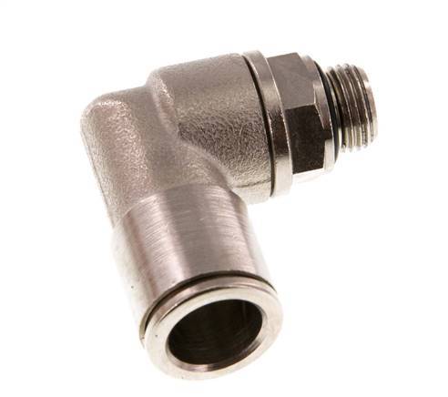 10mm x G1/8'' 90deg Elbow Push-in Fitting with Male Threads Brass NBR Rotatable