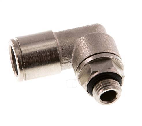 10mm x G1/8'' 90deg Elbow Push-in Fitting with Male Threads Brass NBR Rotatable