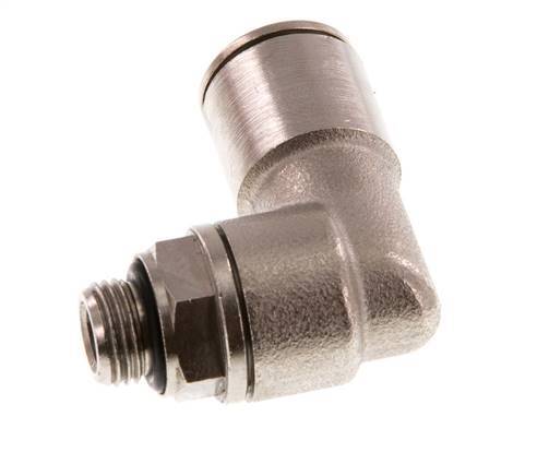 10mm x G1/8'' 90deg Elbow Push-in Fitting with Male Threads Brass NBR Rotatable