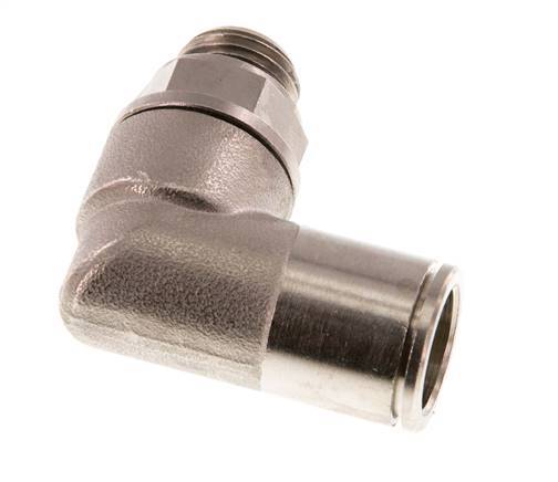 12mm x G1/4'' 90deg Elbow Push-in Fitting with Male Threads Brass NBR Rotatable