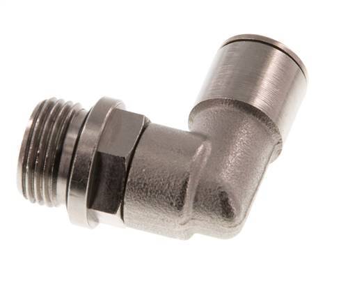 10mm x G3/8'' 90deg Elbow Push-in Fitting with Male Threads Brass NBR Rotatable
