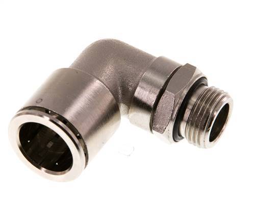 16mm x G3/8'' 90deg Elbow Push-in Fitting with Male Threads Brass NBR Rotatable