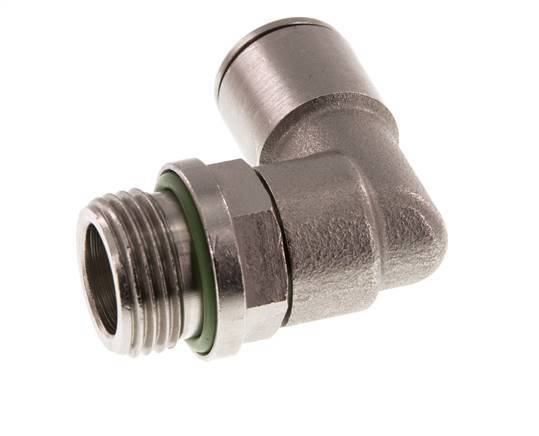 10mm x G3/8'' 90deg Elbow Push-in Fitting with Male Threads Brass FKM Rotatable