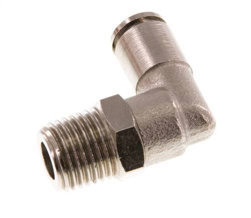 6mm x R1/4'' 90deg Elbow Push-in Fitting with Male Threads Brass NBR Rotatable [2 Pieces]