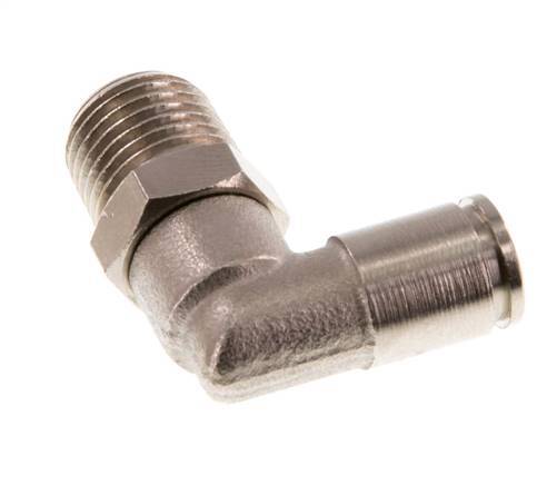 6mm x R1/4'' 90deg Elbow Push-in Fitting with Male Threads Brass NBR Rotatable [2 Pieces]