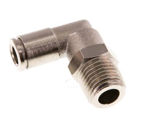 6mm x R1/4'' 90deg Elbow Push-in Fitting with Male Threads Brass NBR Rotatable [2 Pieces]