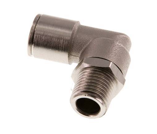 10mm x R1/4'' 90deg Elbow Push-in Fitting with Male Threads Brass NBR Rotatable [2 Pieces]