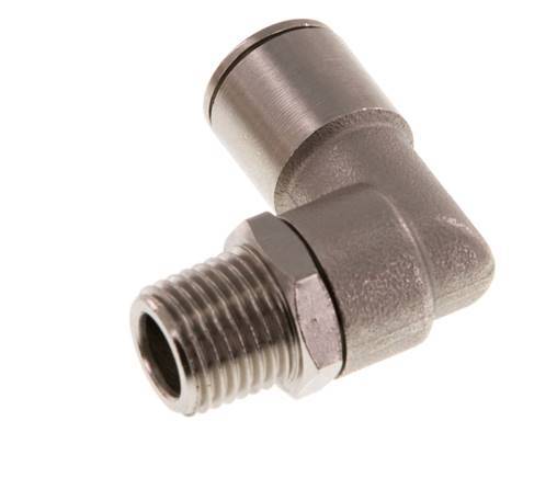 10mm x R1/4'' 90deg Elbow Push-in Fitting with Male Threads Brass NBR Rotatable [2 Pieces]