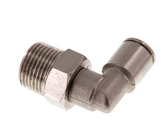 8mm x R3/8'' 90deg Elbow Push-in Fitting with Male Threads Brass NBR Rotatable
