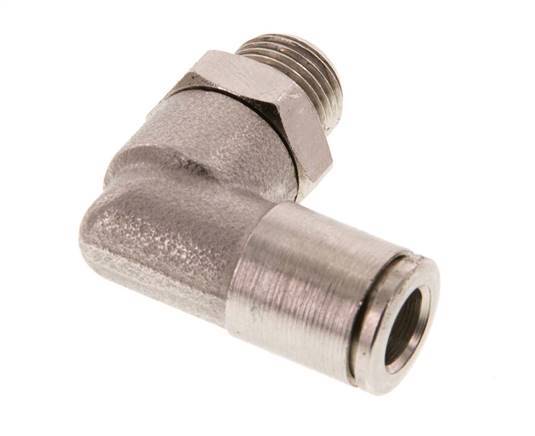 6mm x R1/8'' 90deg Elbow Push-in Fitting with Male Threads Brass FKM Rotatable [2 Pieces]