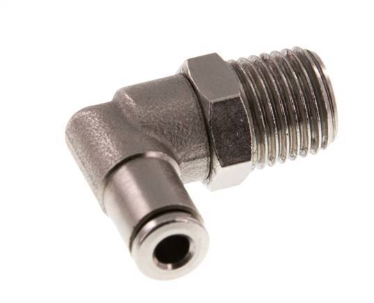 4mm x R1/4'' 90deg Elbow Push-in Fitting with Male Threads Brass FKM Rotatable [2 Pieces]