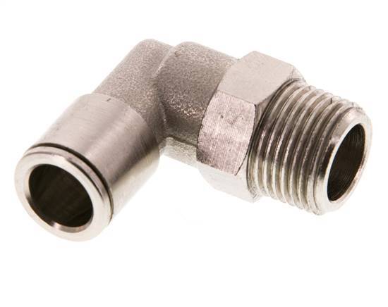 10mm x R3/8'' 90deg Elbow Push-in Fitting with Male Threads Brass FKM Rotatable