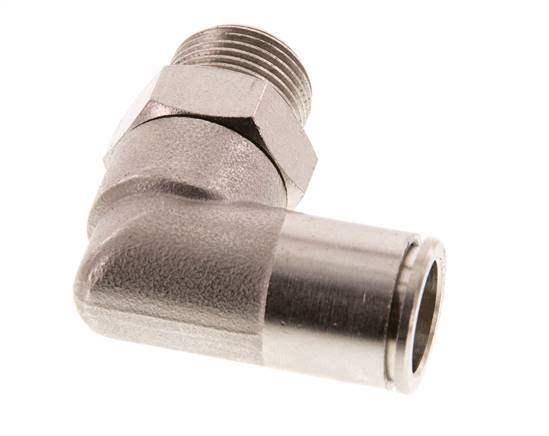 12mm x R3/8'' 90deg Elbow Push-in Fitting with Male Threads Brass FKM Rotatable