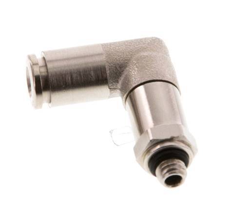 4mm x M 5 90deg Elbow Push-in Fitting with Male Threads Brass NBR Long Sleeve Rotatable