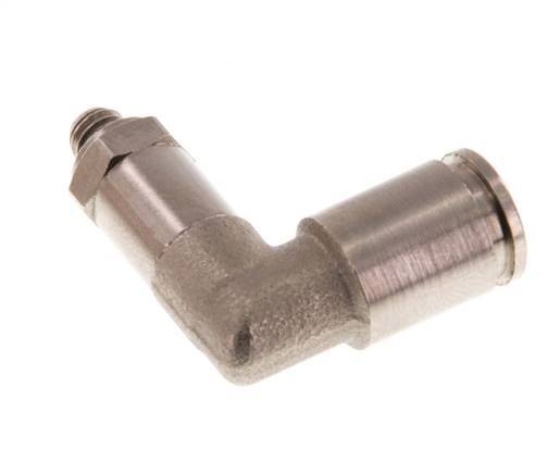 6mm x M 5 90deg Elbow Push-in Fitting with Male Threads Brass NBR Long Sleeve Rotatable