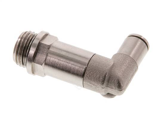 4mm x G1/4'' 90deg Elbow Push-in Fitting with Male Threads Brass NBR Long Sleeve Rotatable