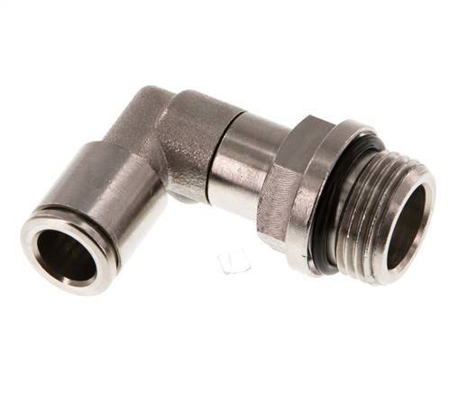 8mm x G3/8'' 90deg Elbow Push-in Fitting with Male Threads Brass NBR Long Sleeve Rotatable