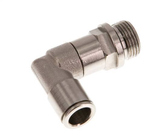 10mm x G3/8'' 90deg Elbow Push-in Fitting with Male Threads Brass NBR Long Sleeve Rotatable
