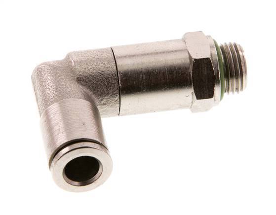 6mm x G1/8'' 90deg Elbow Push-in Fitting with Male Threads Brass FKM Long Sleeve