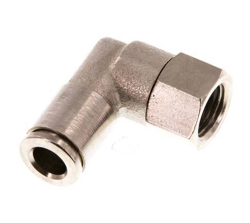 6mm x G1/8'' 90deg Elbow Push-in Fitting with Female Threads Brass NBR Rotatable [2 Pieces]