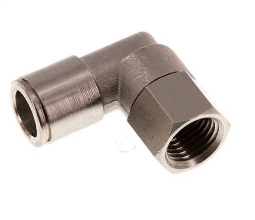 10mm x G1/4'' 90deg Elbow Push-in Fitting with Female Threads Brass NBR Rotatable