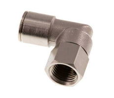 10mm x G1/4'' 90deg Elbow Push-in Fitting with Female Threads Brass NBR Rotatable