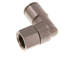 10mm x G1/4'' 90deg Elbow Push-in Fitting with Female Threads Brass NBR Rotatable