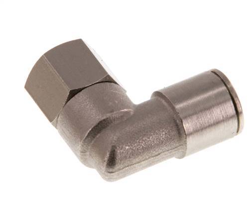 10mm x G1/4'' 90deg Elbow Push-in Fitting with Female Threads Brass NBR Rotatable