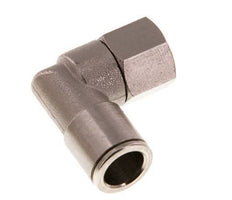 10mm x G1/4'' 90deg Elbow Push-in Fitting with Female Threads Brass NBR Rotatable