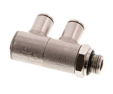 4mm x G1/8'' 2-way Manifold Push-in Fitting with Male Threads Brass NBR Rotatable