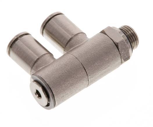 6mm x G1/8'' 2-way Manifold Push-in Fitting with Male Threads Brass NBR Rotatable