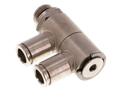 8mm x G1/4'' 2-way Manifold Push-in Fitting with Male Threads Brass NBR Rotatable