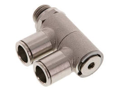 10mm x G1/4'' 2-way Manifold Push-in Fitting with Male Threads Brass NBR Rotatable