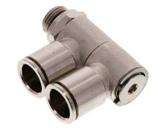 12mm x G1/4'' 2-way Manifold Push-in Fitting with Male Threads Brass NBR Rotatable