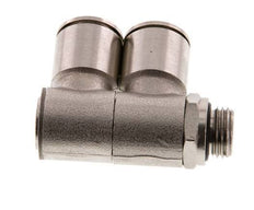 12mm x G1/4'' 2-way Manifold Push-in Fitting with Male Threads Brass NBR Rotatable