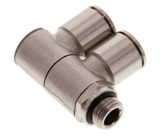 12mm x G1/4'' 2-way Manifold Push-in Fitting with Male Threads Brass NBR Rotatable