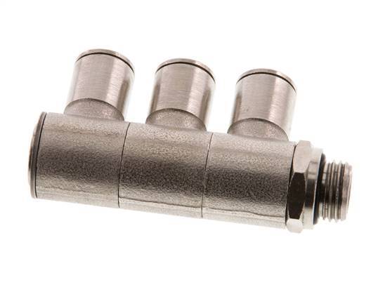 8mm x G1/4'' 3-way Manifold Push-in Fitting with Male Threads Brass NBR Rotatable